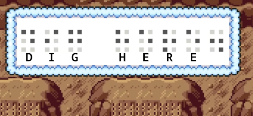 DIG HERE In Braille English
