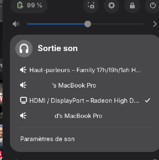 F43 displaying nearby Apple audio devices