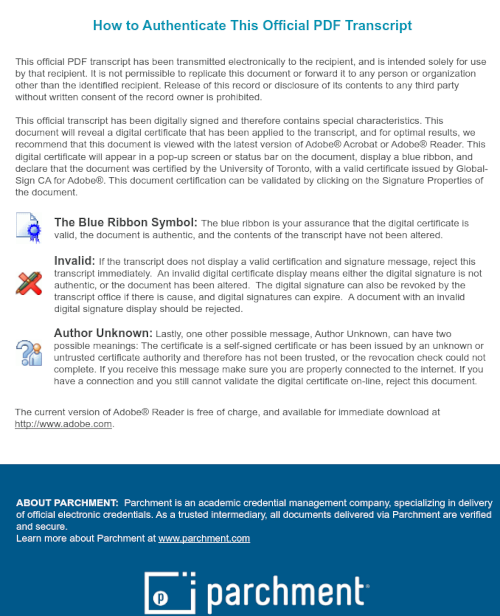 Note attched to my academic transcript