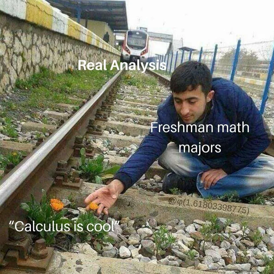 Meme about how nice calculus is compared to real analysis