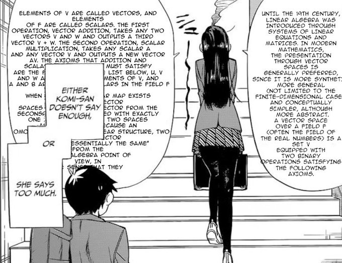 Komi-san spewing linear algebra