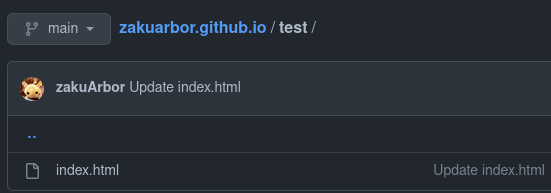 Creating an index.html file on the special repository under the directory test