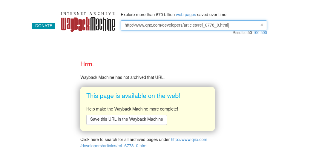 A search on the wayback machine shows that the webpage has not been archived yet